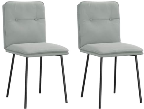 RuiNingRN Dining Room Chairs Set of 2 Light Grey Velvet, Ergonomically Padded with Metal and Plywood Frame, 45 x 54 x 83 cm for Kitchen, Living Room, Office and Table Area