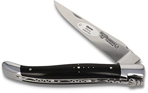 Laguiole en Aubrac Handmade Knife 12 cm L0212EBIF Ebony Handle, Blade and bolsters Stainless Steel Shiny