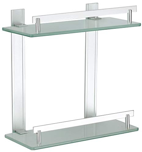 MSV badrumshylla Tabarca hörnhylla duschhylla av aluminium och glas – lim och borrning