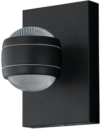 EGLO LED Außen-Wandlampe Sesimba, 2 flammige Außenleuchte | Wandleuchte aus Stahl und Kunststoff, Farbe: Schwarz, IP44