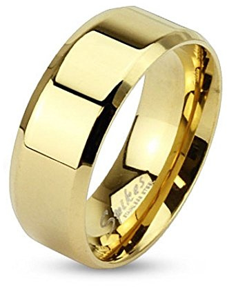 Bungsa Goldener Ring klassisch Edelstahl mit abgerundeten Kanten für Damen & Herren 49-70 (Fingerring Schmuckring Partnerringe Verlobungsringe Trauringe Damenring Chirurgenstahl Frauen Männer)