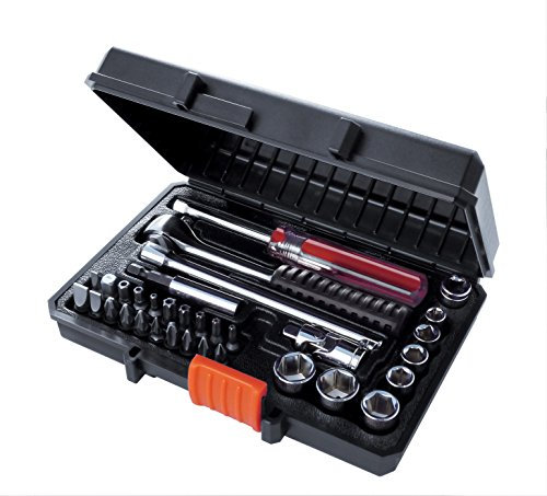 BLACK+DECKER A7142-XJ Set per Avvitare con Cricchetto e Bussole, Nero, 33 Pezzi