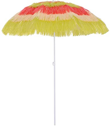 Outsunny 1.6m Garden Hawaii Parasol, Patio Beach Sun Umbrella Sunshade Hawaiian Folding Tilting Crank Parasol (Multicolour)