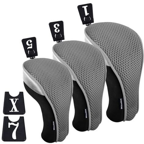 Andux Golfschlägerhauben für Golfschläger mit kurzem Hals, 460 cc, Fairwayholz, 3 Stück pro Set