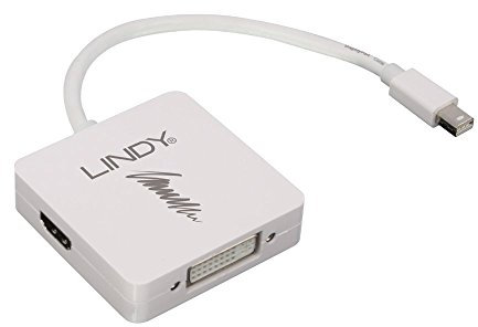 LINDY Mini DisplayPort 1.2 to HDMI DVI and DisplayPort Converter Adapter - White