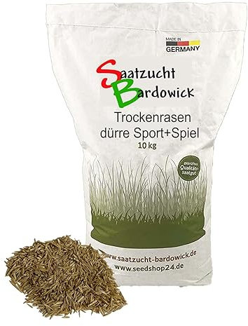 Sport + Spielrasen strapazierfähig Gebrauchs - Rasenmischung für trockene Standorte dürreresistente 10kg für ca. 300 m² Sportrasen
