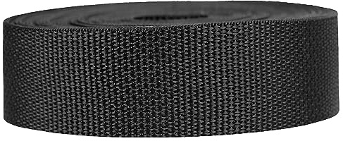 Strapworks Lätt polypropenband – polyband för utomhusbruk, gör-det-själv-reparation av utrustning, husdjurshalsband, hantverk – 3,8 cm (1,5 tum) x 23 meter (25 yard) - Svart