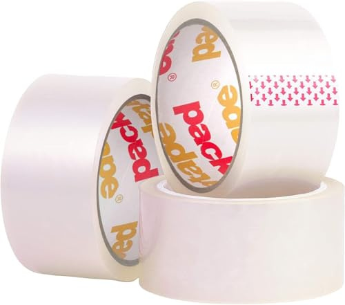 Packatape 3 rouleaux 48 mm x 66 m ruban adhésif d'emballage pour colis et boîtes