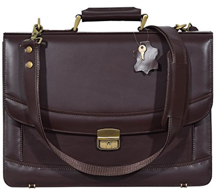 Smart Range Leather Männer 5996 Brown Messenger Schulter Laptop Büro Klappe über Aktenkoffer Glasur Ledertasche (BRAUN)