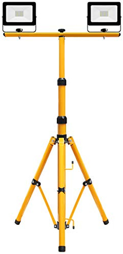 Long Life Lamp Company IP65 30w LED Twin Floodlight Tripod Stand for Job Site Lighting 2 Mount Retractable Frame TRI021703
