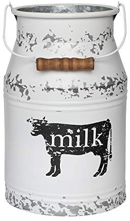Soyizom Farmhouse French Country Vintage Style Vase White Shabby Chic Metal Rustic Flower Vases Milk Can Jug Pitcher with Handles for Wedding Garden Home Office Cafe Decor -11 inches