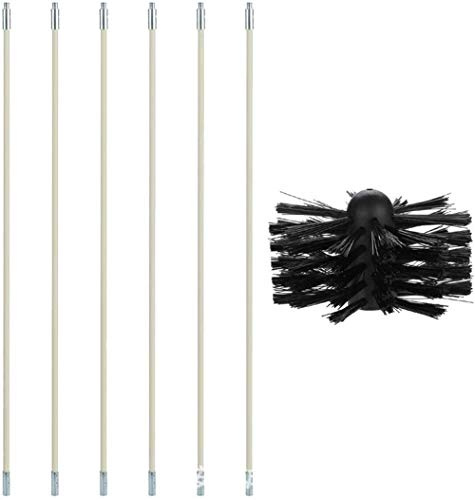 Dryer Duct Cleaning Kit, Chimney Boiler Nylon Brush Bendable Pipe Cleaner Brush to Clean The Tubular Inner Wall of The Chimney, Oil-Smoke Machine, Dryer Pipe, Boiler,Stove (6 Rods)