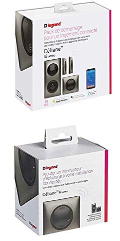 Legrand Lot de 1 Kit de Démarrage Céliane avec Netatmo + 1 Interrupteur à Option Variateur à Câbler - Métal Tungstène