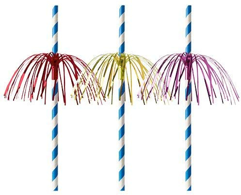 Papstar Trinkhalme, Papier Ø 6 mm, 20 cm blau/weiss Fireworks 87783 Papiertrinkhalme Papierstrohhalme Feuerwerk, 500 Stück