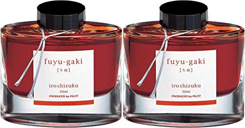 PILOT Iroshizuku Füllfederhalter-Tinte, Fuyu-Gaki, Winter Persimmon (orange-rot), 50 ml Flasche (69209) 2 Stück