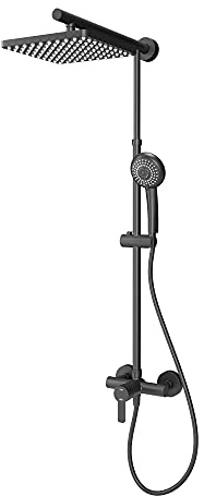 Schulte DuschMaster Rain Einhebelmischer, Black Style, Duschkopf Eckig und Handbrause, EP9621 68