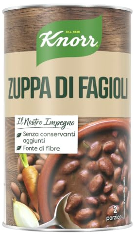 Knorr Zuppa di Fagioli, Piatti Pronti Knorr con Ingredienti Naturali, Senza Coloranti e Senza Conservanti Aggiunti, Fonte di Fibre, 12 Confezioni da 750ml