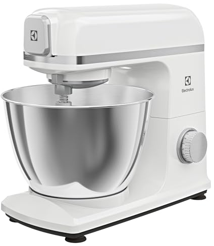 Electrolux Impastatrice Planetaria Create 5 E5KM1-4SWB, Potente 1200W, con Frusta e Gancio per impastare, in Alluminio Pressofuso, Ciotola 5L in Acciaio Inox, colore Bianco