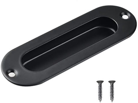 MiJunHD Recessed Flush Door Handles Stainless Steel Cabinet & Furniture Door Pulls Black 120 * 40mm Round Handles/Pulls for Interior & Closet Doors