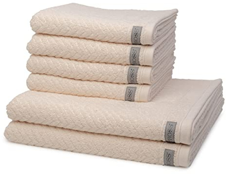 Ross - 6 teiliges Frottier-Set - Smart (4 X Handtuch 2 X Duschtuch im Set) - 520 g/m2 - Baumwolle - Frottee - saugstark - weich und flauschig - Natur