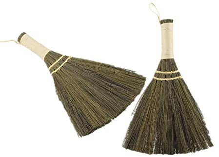 2 uds Manual doméstico trenzado de paja, pequeño polvo hecho a mano limpieza de suelos escoba de barrido suave Hos limpieza de suelos escoba de barrido herramienta de mantenimiento de manguera suave