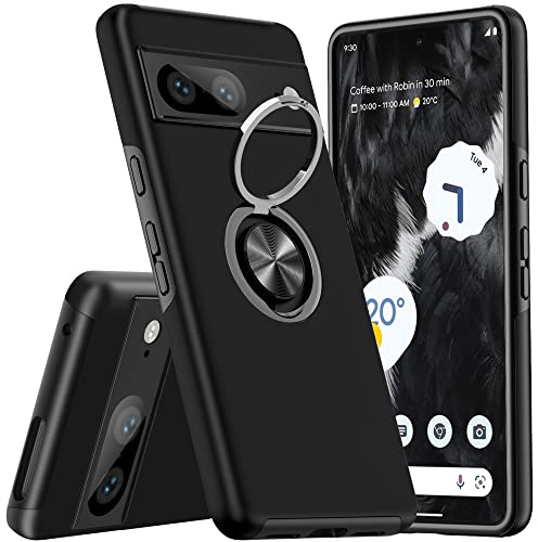 KRAFTCARE for Google Pixel 7 5G Case with Kickstand Ring, Upgrade Shockproof and Anti Scratch 360° Magnetic Ring Holder Stand Protective Phone Case Cover for Google Pixel 7 5G - Black