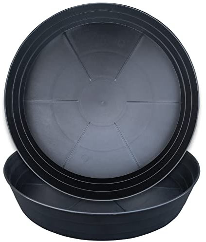 Sottovaso extra large da 50 cm, vassoi antigoccia neri extra profondi 9,4 cm, per vasi da fiori, vassoio di drenaggio resistente per interni senza fori, confezione da 2 piatti in plastica per vasi con