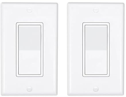 ThunderWay 4-Way Decorator Wall Light Switch with Wallplates, 15A 120/277V UL Listed - On/Off Paddle Rocker, Self-Grounding - Residential and Commercial Grade (White, 2 Pack)