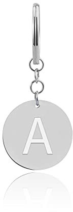 GD GOOD.designs Llavero letra con chip de compra - Colgante personalizado con grabado en acero inoxidable plateado - Liberador de carro de la compra para todos los carros de la compra (Letra A)