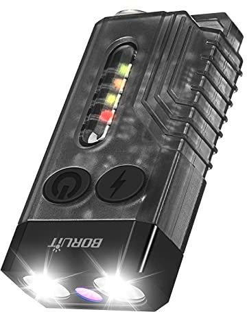BORUIT V10 Taschenlampe LED Aufladbar 1000LM Mini Schlüsselanhänger Taschenlampen Kinder mit 365nm UV, Magnet, 14 Modi IPX4 Wasserdicht, Tragbar Flashlight