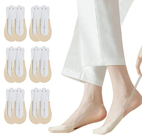 Caudblor Calcetines Invisibles Mujer Algodón, Negro Beige Gris, 37-40