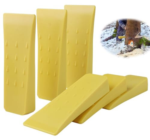 SWAWIS 6 Pezzi Cunei di Abbattimento, 15.2*6.6*2.5cm Cuneo per il Taglio dei Tronchi, Cuneo d'Abbattimento Giallo, Cuneo Spaccalegna per l'Abbattimento Controllato Degli Alberi