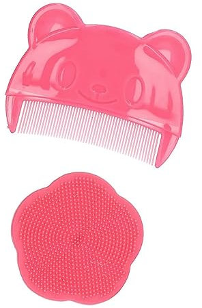 RY-EARL Bürste und Kamm für Milchschorf, Baby Bad Silikonbürste,Sanfter Sensorischer Schrubber Baby Haarkamm mit Weichen Silikonborsten Hilft Bei der Sanften Massage der Kopfhaut,Unverzichtbare(Rosa)