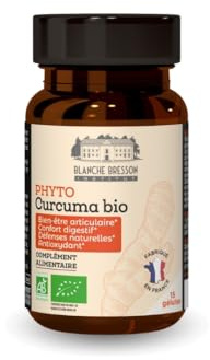 BLANCHE BRESSON - Phyto Curcuma Bio - Articulations - Haute Absorption, Douleurs Articulaires, Antioxydant, Haute biodisponibilité - 15 Gélules - Cure de 15 jours - Fabriqué en France