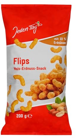 Jeden Tag Erdnussflips 200g | Knusprige Knabberfreude mit Sonnenblumenöl, ideal für Snacks und Partys (Erdnussflips, 1er Pack)