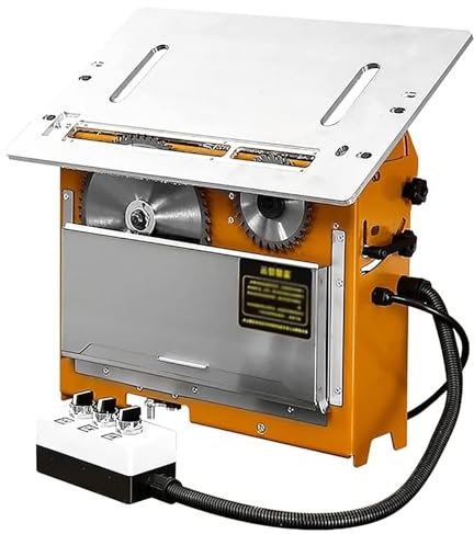 HLGKBY Sega Circolare da Banco, Sega da Banco Portatile da 1200 W, Tavolo da Banco per Saldatura con Slot da 4500/13000 RMP, Smusso Libero a 45°, Tavolo Portatile con Angolo