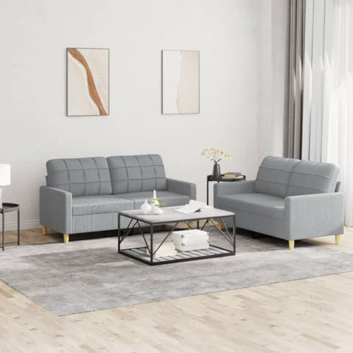 SECOLI Wohnzimmer Sofa Set 2-2 - Couch Garnitur Mit 2-Sitzer Und 2-Sitzer - Lounge Couch in Hellgrau