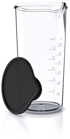 Arendo – Bicchiere per mixer ad immersione da 600 ml – Ideale per frullatore a mano - Misuratore con tappo – Bicchiere per frullati in Copolimero SAN termoresistente