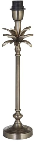 Licht-Erlebnisse Lampenfuß für Tischlampe E27 H: 45 cm Ø 11 cm in Nickel antik Kabelschalter Stecker Metall Säule Gestell für Tischleuchte