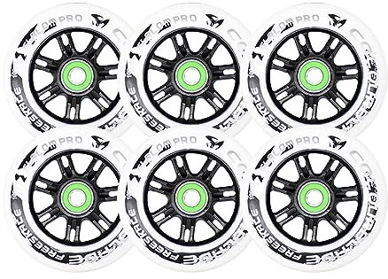 Rollschuh Rollen Indoor/Outdoor Rollschuhe Skating Räder 4er/6er Pack 85A 100 MM/110 MM Inline Skate Räder mit Lagern, Roller Blade Räder Ersatzräder, Weiß, 100mm*6