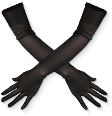 FMYODWU Lange Tüllhandschuhe, 55 cm, Elastische Ellenbogenhandschuhe für Frauen, Lange Spitzenhandschuhe Vintage & Ellenbogen Partyhandschuhe, Hochzeit Outdoor Party Oper Halloween Kostüm