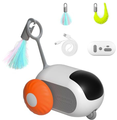 EliphonTowne Turbo Tail 2.0 Katzenspielzeug - Interaktives Ferngesteuertes Spielzeug USB Wiederaufladbar, Schwerkraft-Sensing-Bewegung, Automatisches & Smart Katzenspielzeug für Indoor-Spielen