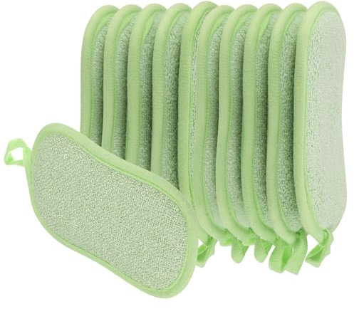 QUARKZMAN Multiusos Cocina Plato Esponja Estropajo, 10uds Antirayaduras Microfibra Estropajos Esponjas Exfoliante para Lavar Platos Limpieza Cocina, Verde