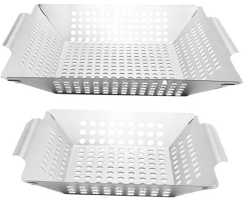 KITANDOVE 2stücke BBQ Grillkörbe Für Tragbare Grillschalen Für Outdoor-barbecues Für Familie Camping Und Gartenpartys