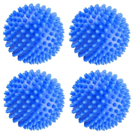 Waschbälle für Waschmaschine, 4 Stück Weichmacher-Trocknerbälle, Natürlicher Weichmacher, Wiederverwendbar, PVC, 6 cm Durchmesser