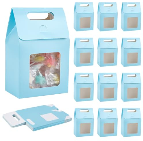 WADORN 20 x Geschenkbox Mit Leckereien. Geschenkboxen Aus Kraftpapier Mit Transparenten Fenstern Geschenkboxen Aus Papier Mit Griffen Für Hochzeitsfeiern Geburtstage Brautpartys Halloween Rosa