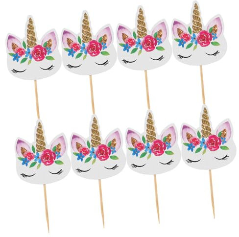 Alasum 36pcs Cupcake Toppers Dessert Paper Toppers for Birthday Wedding Shower Themed Parties Cute Flower Pattern Cake Decorations