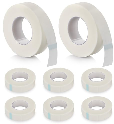 AHHALFFY 8 Rollen Medizinisches Klebeband 1,25 cm × 9,14 m, Mikroporen Band Atmungsaktives NasenTape für Wunde Wimpern Extensions