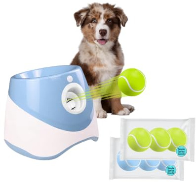 Simple Spree Goods Automatic Ball Launcher for Small, Medium Dog/Puppy with 6 Small Tennis Balls