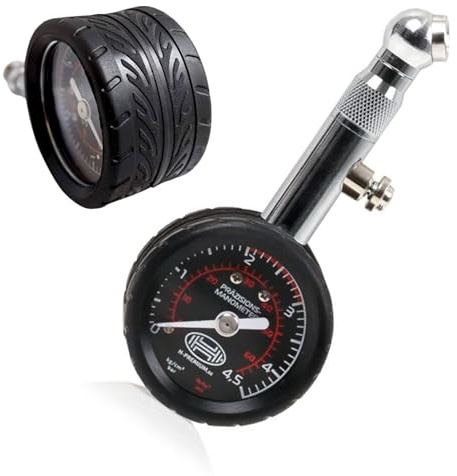 HEYNER Precision Tyre Pressure Gauge with Memory, 4.5 Bar,65 PSI, Accurate Professional Checker Tester Chrome Finish Sviwel Head 564200 Car Bike Truck